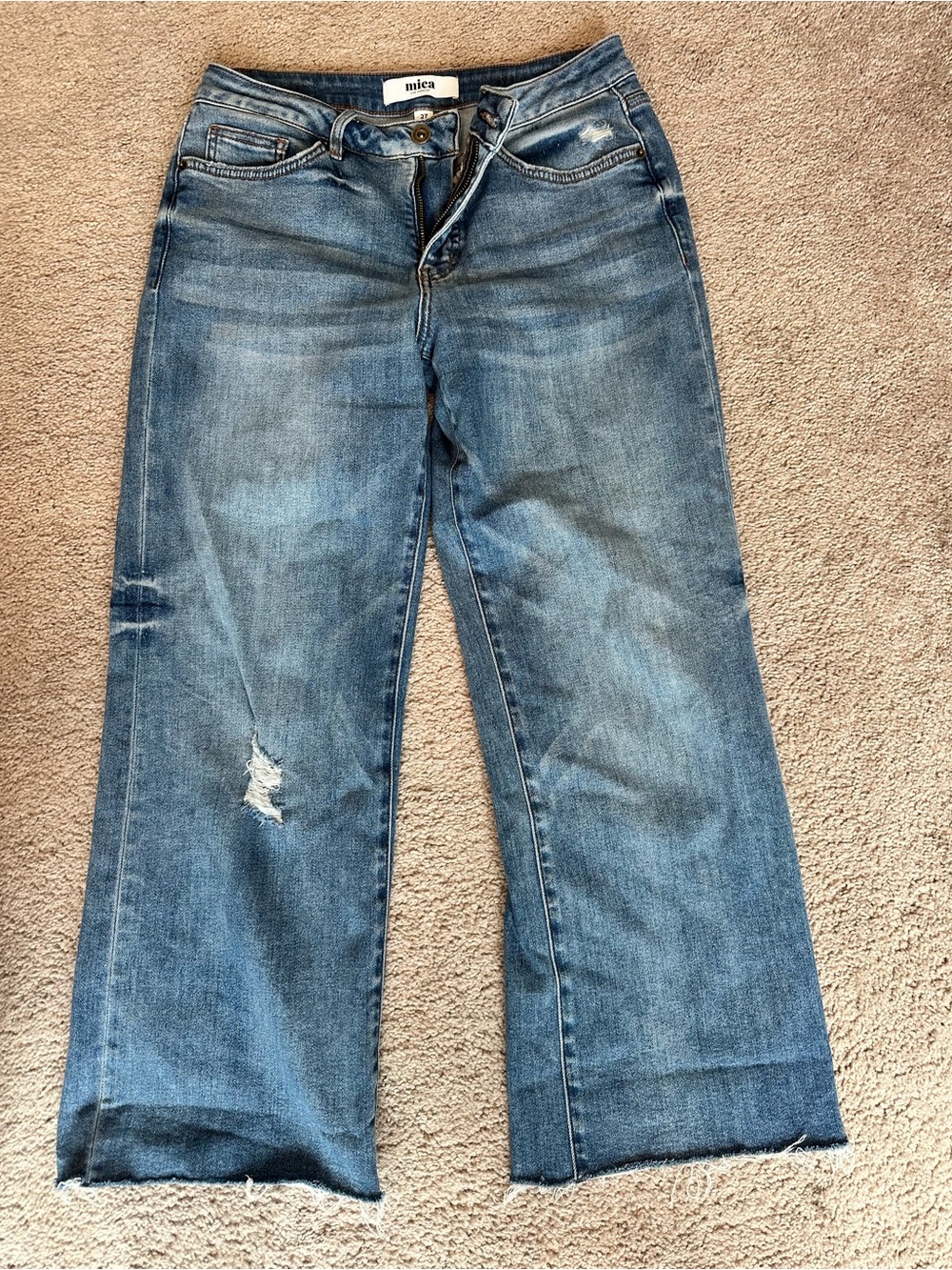 MICA Crop Wide Leg Distressed Women's Jeans - Blue 27 - Picture 4 of 4